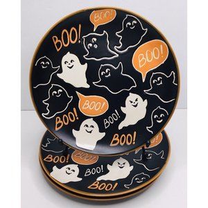 3 Salad Plates Eli + Ana Halloween Melton Ghost Boo Ceramic 8" NEW